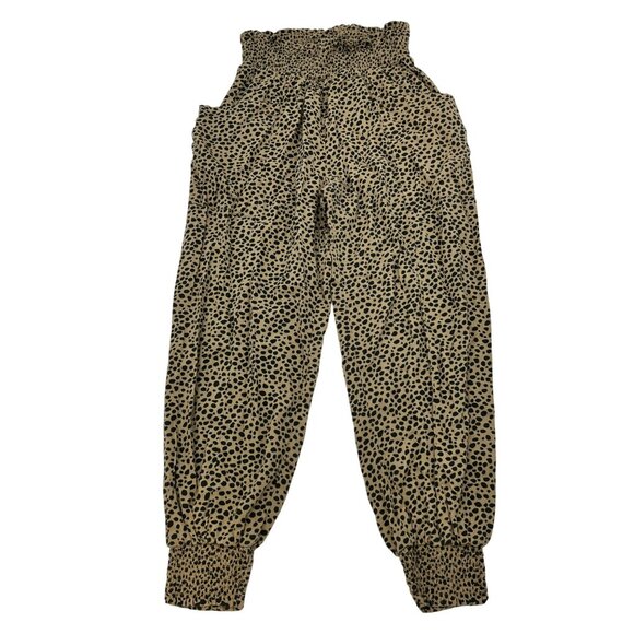 Aerie Womens Cheetah Print Jogger Pants Tan/Black Size Medium Pockets - Picture 1 of 8